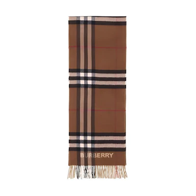 Burberry Checkered Cashmere Scarf Unisex Couple Model in Brown. 80453291