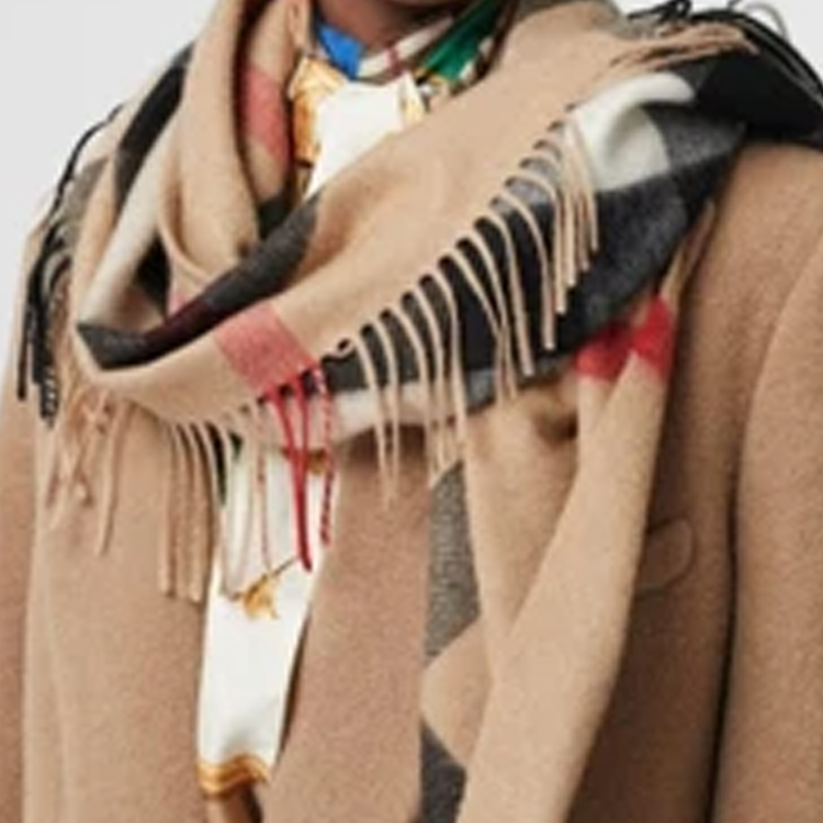 Burberry Checkered Cashmere Scarf Unisex Couples Style Brown 40653491 圖 3