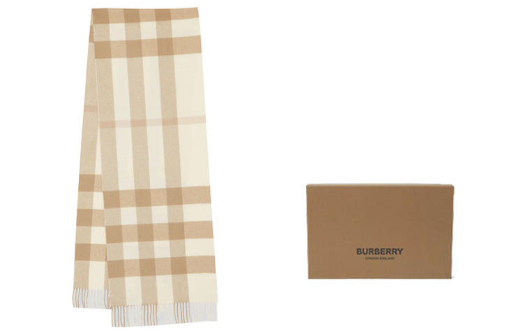 Burberry Checkered Cashmere Scarf White 80197651 圖 8
