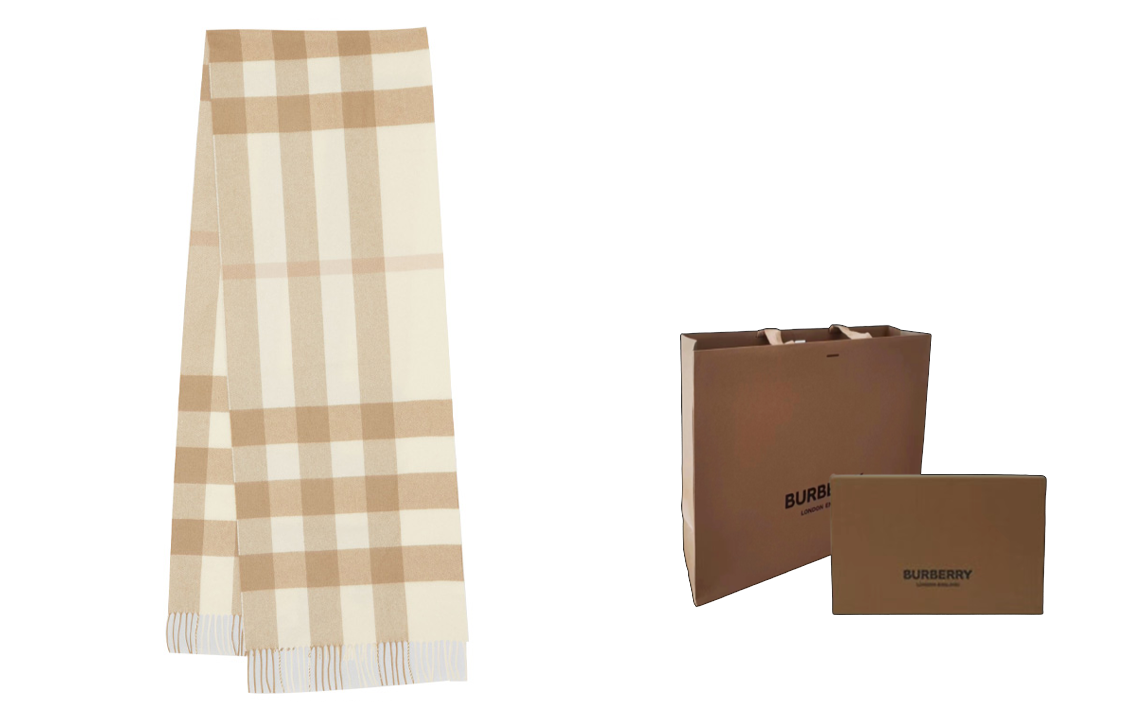 Burberry Checkered Cashmere Scarf White 80197651 圖 9