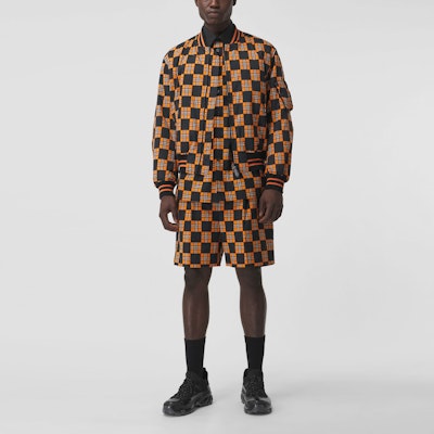 Burberry Checkered Cotton-Blend Bomber Jacket for Men in Deep Orange. 80419261 Purchase Burberry Checkered Cotton-Blend Bomber Jacket for Men in Deep Orange. 80419261
