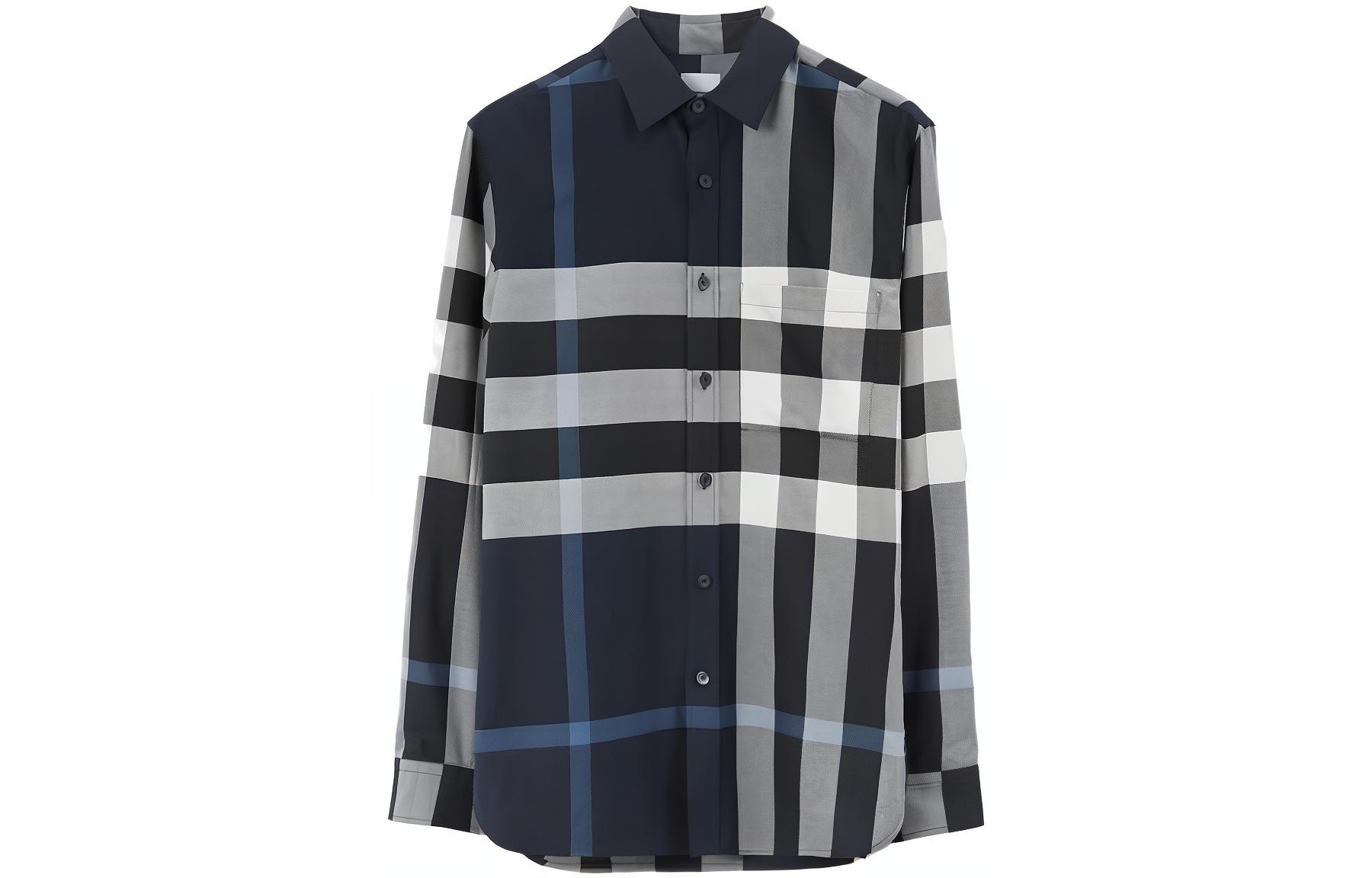 Burberry Checkered Cotton Colorblock Shirt for Men 80715361