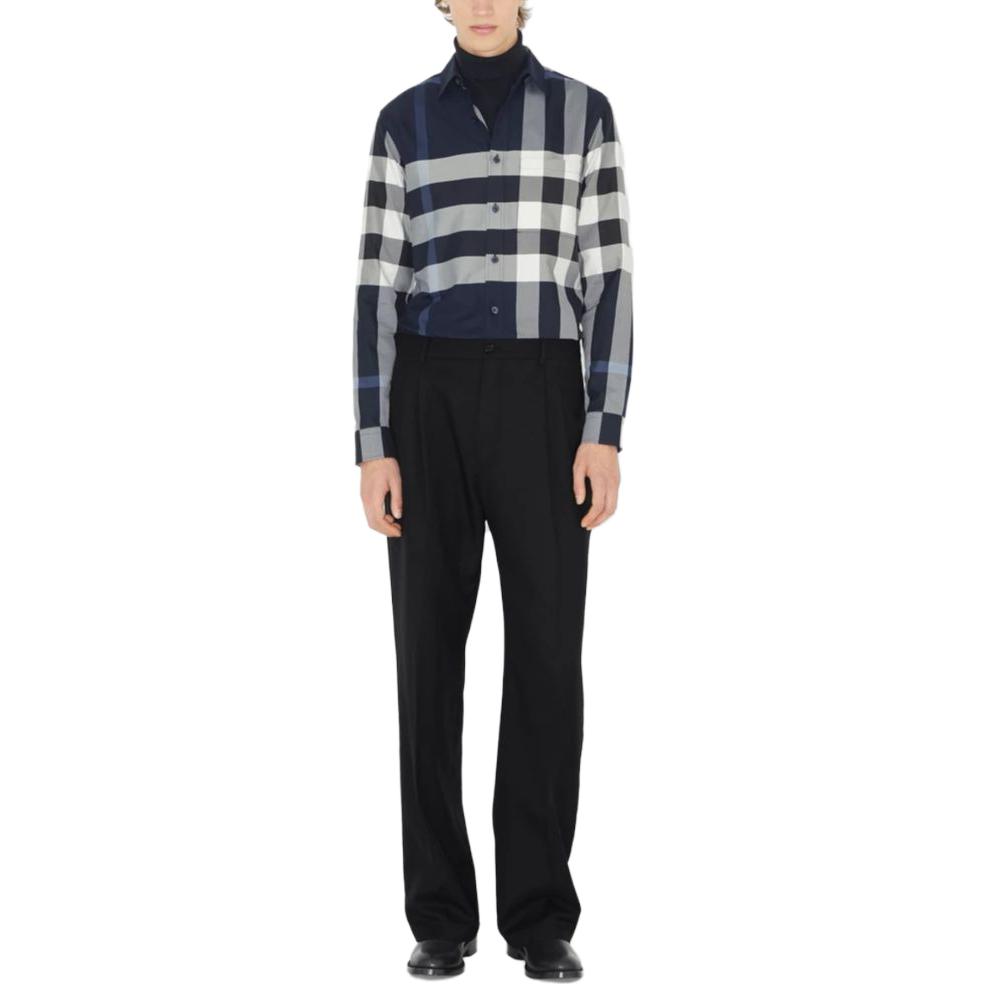 Lookbook 巴宝莉男士格纹拼色棉质衬衫 80715361