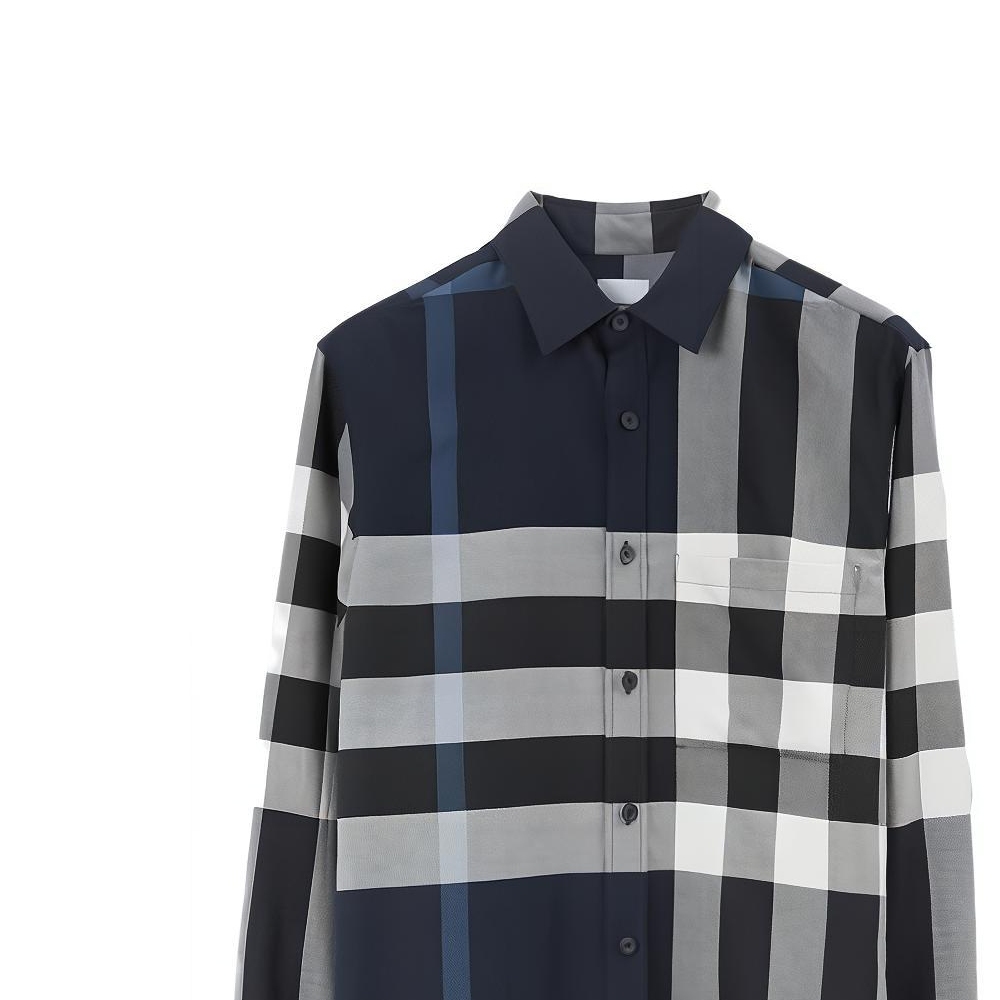 Details for 巴宝莉男士格纹拼色棉质衬衫 80715361