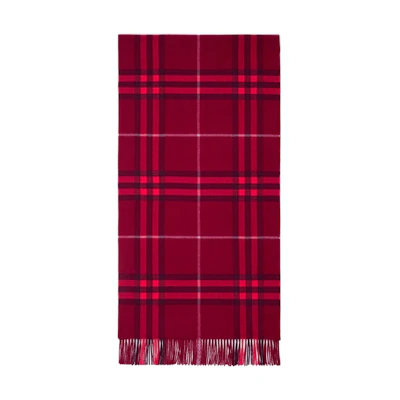 Burberry Checkered Design Wool Scarf Unisex Couple Style Red 80747941