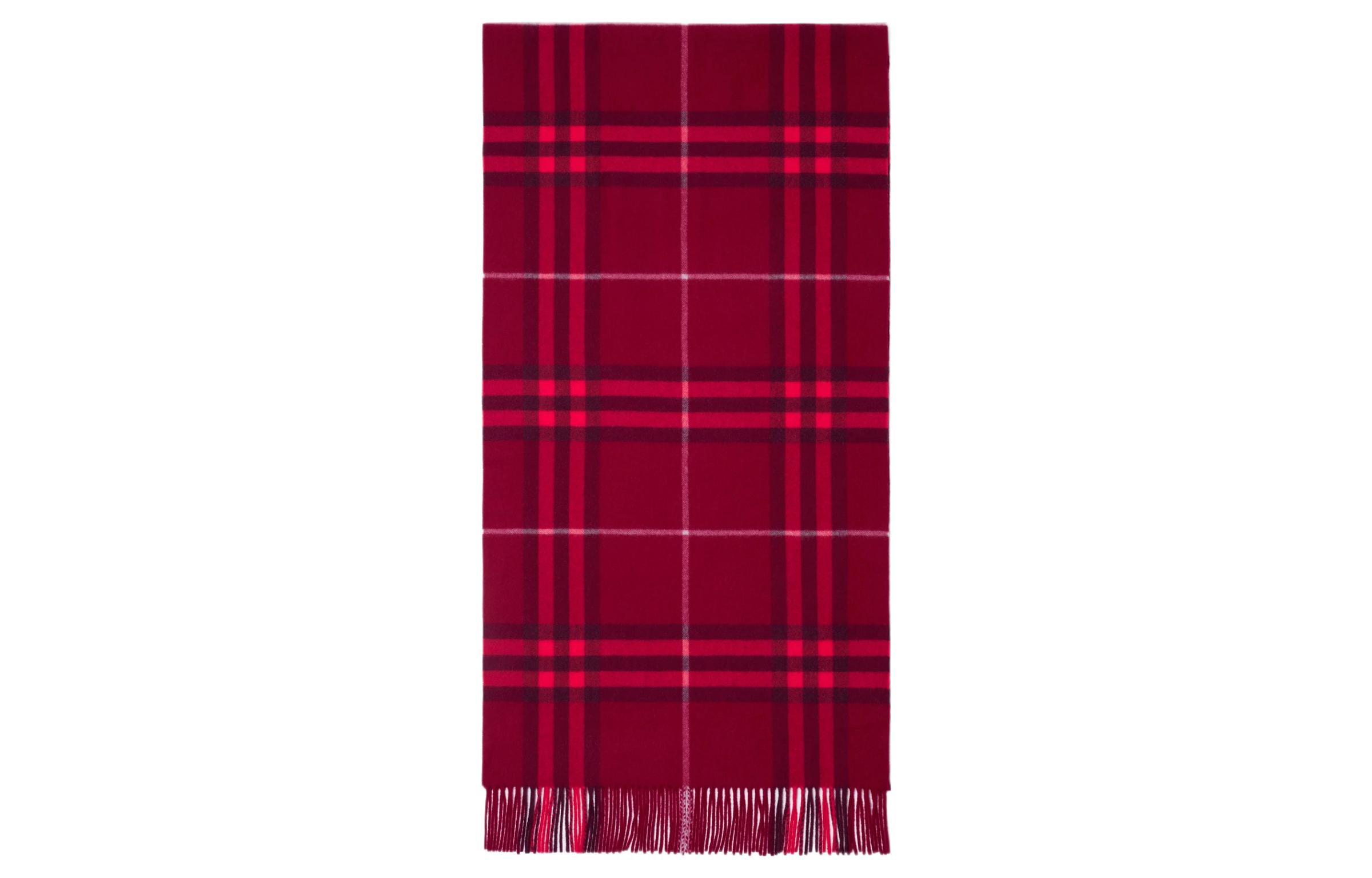 Burberry Checkered Design Wool Scarf Unisex Couple Style Red 80747941 圖 2