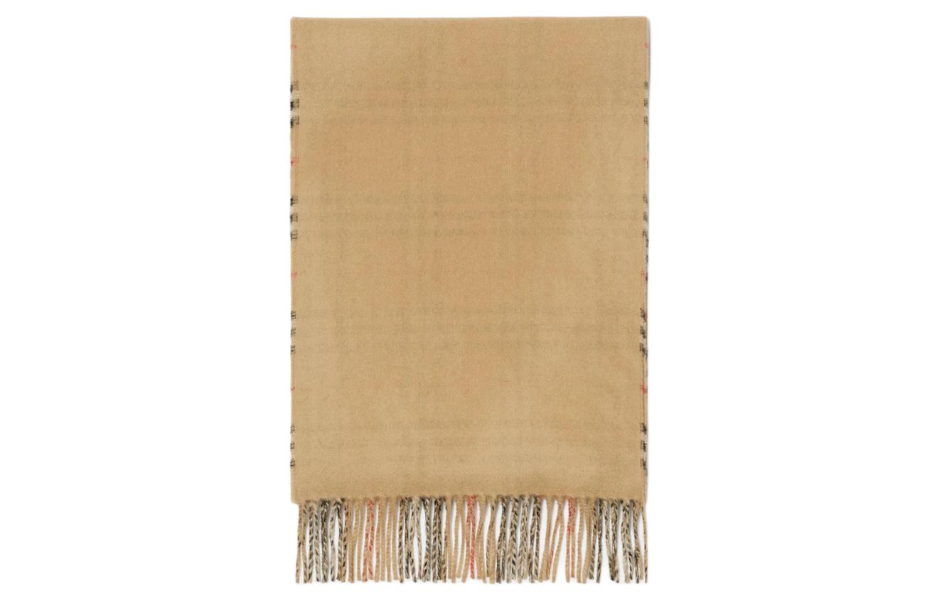 Burberry Checkered Design Wool Scarf Unisex Couple Style Beige 80824801 圖 3
