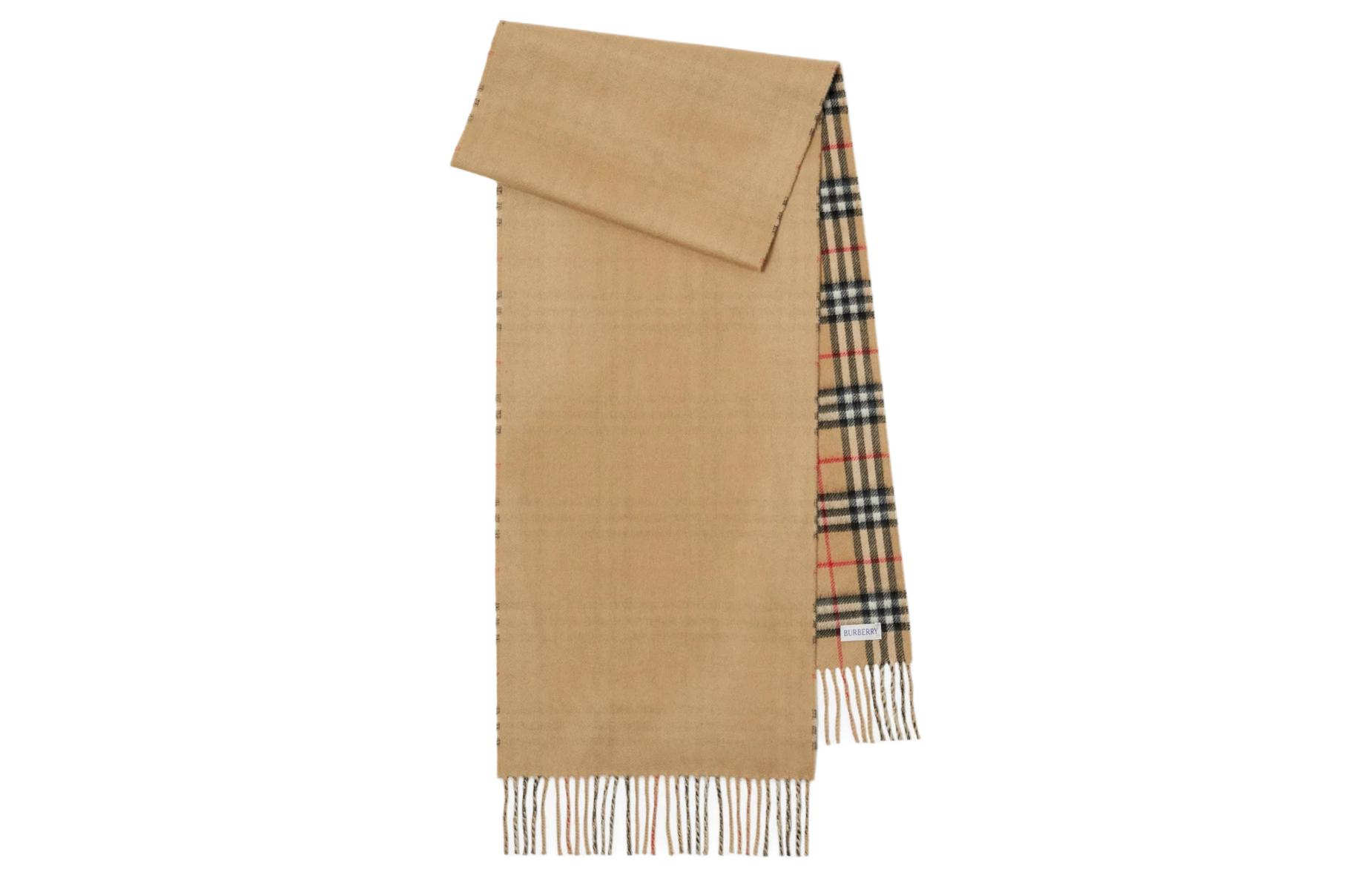 Burberry Checkered Design Wool Scarf Unisex Couple Style Beige 80824801 圖 4
