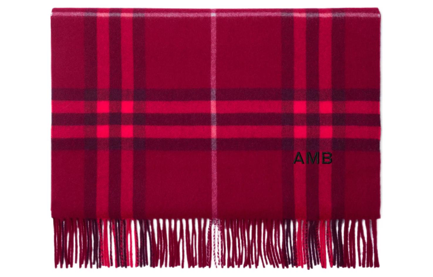 Burberry Checkered Design Wool Scarf Unisex Couple Style Red 80747941 圖 4