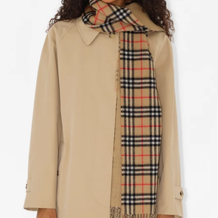 Burberry Checkered Design Wool Scarf Unisex Couple Style Beige 80824801 圖 5