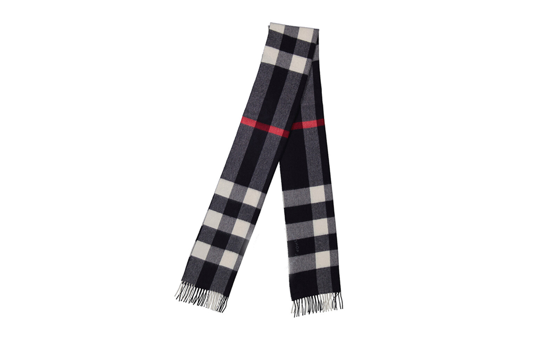 Burberry Checkered Fringe Warm Knit Scarf for Men - Black 80778911