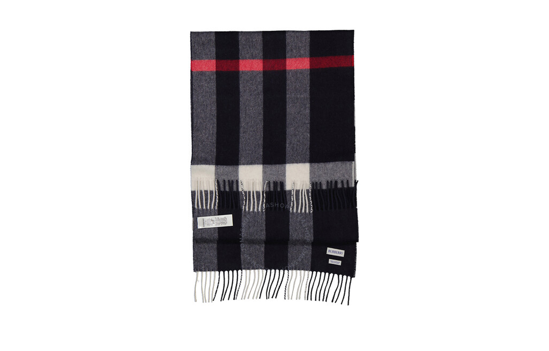 Burberry Checkered Fringe Warm Knit Scarf for Men - Black 80778911 圖 3