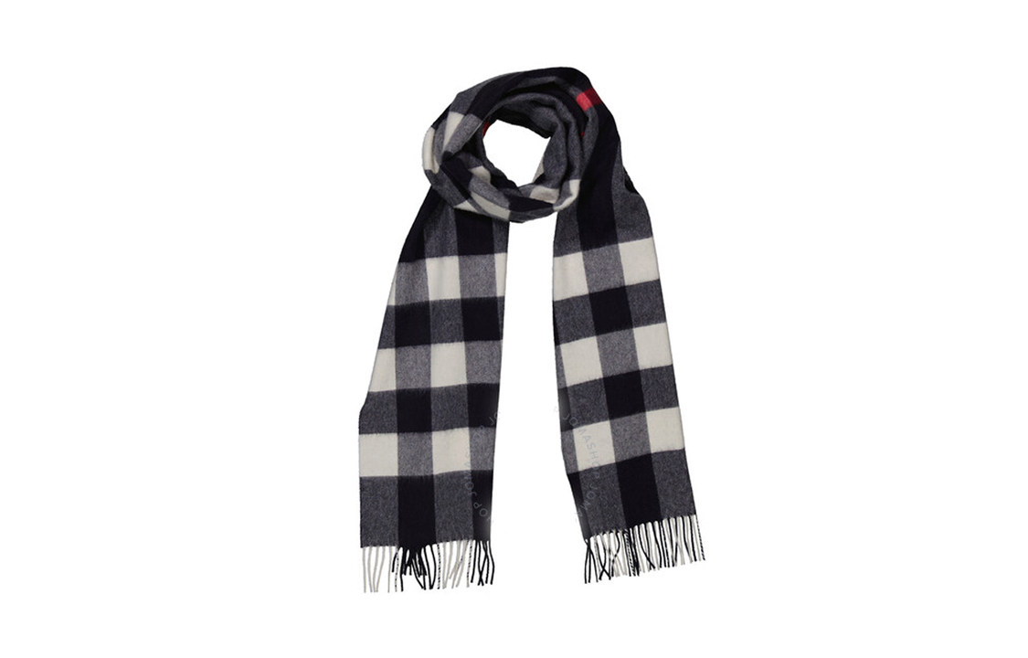 Burberry Checkered Fringe Warm Knit Scarf for Men - Black 80778911 圖 4