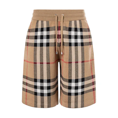 Burberry Checkered Jacquard Silk-Blend Drawstring Shorts Men - Archive Beige. 80435721