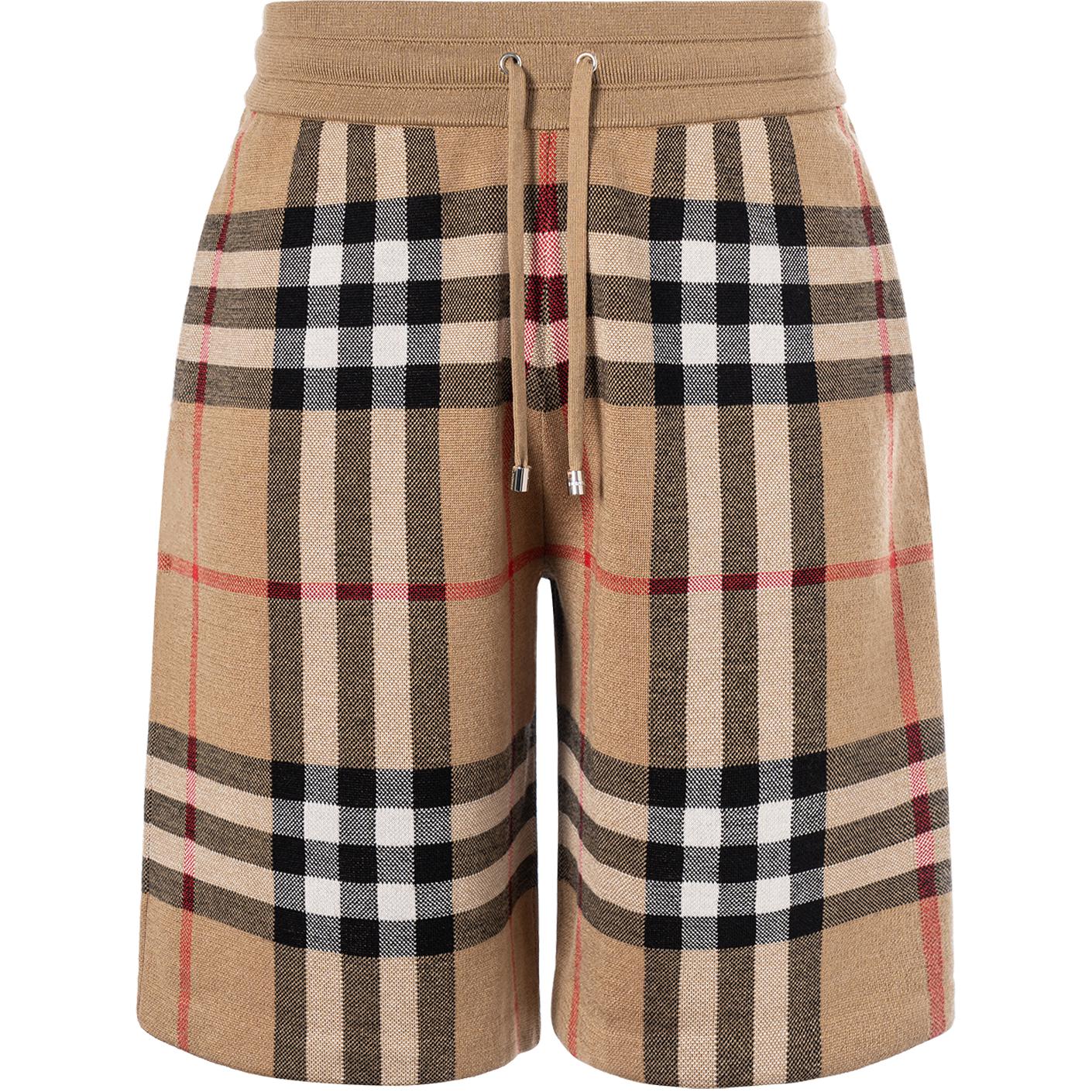 Order Burberry Celana Pendek Pria Silk-Blend Motif Kotak - Archive Beige. 80435721