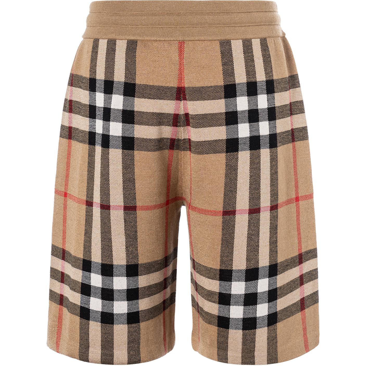 Lookbook Burberry Celana Pendek Pria Silk-Blend Motif Kotak - Archive Beige. 80435721