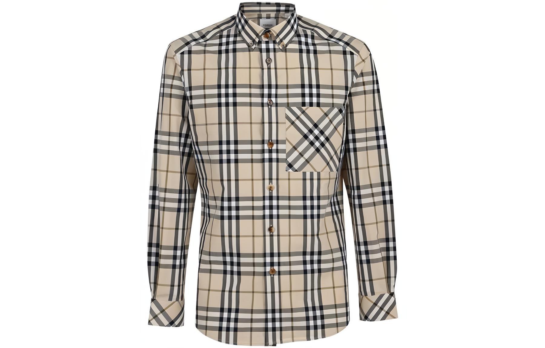 Burberry Checkered Long Sleeve Casual Shirt Brown 80428381