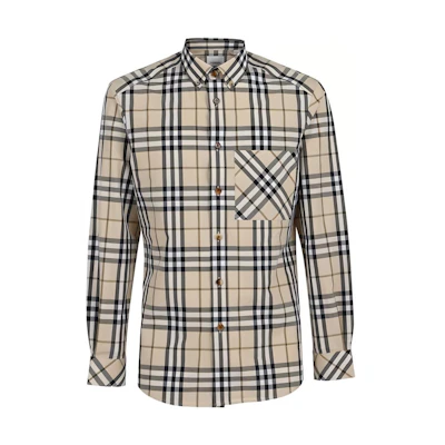 Burberry Checkered Long Sleeve Casual Shirt Brown 80428381