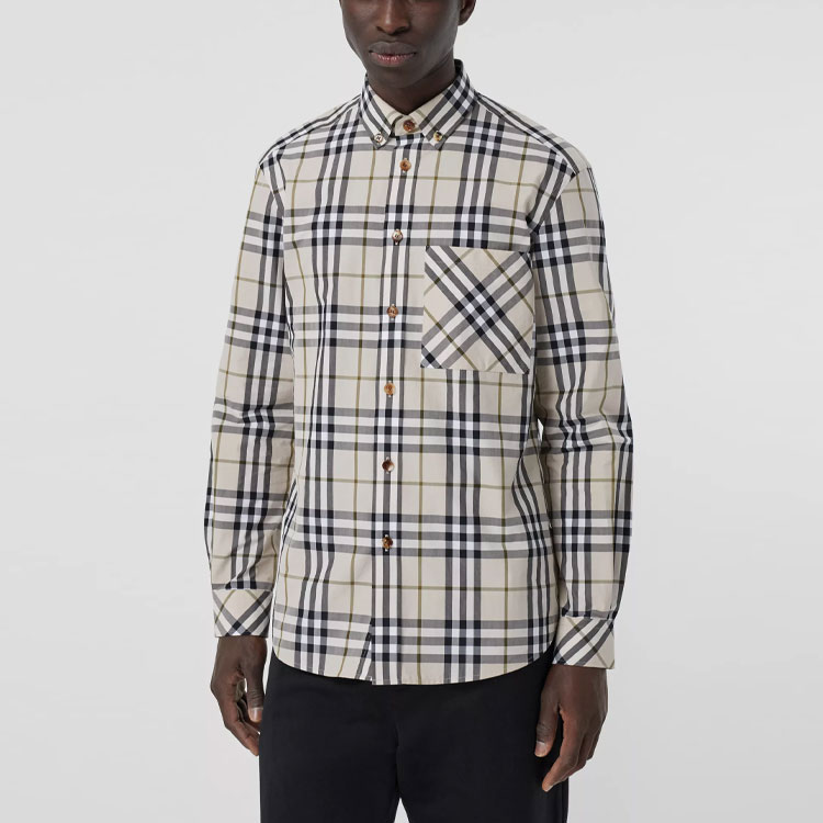 Burberry Checkered Long Sleeve Casual Shirt Brown 80428381 圖 5