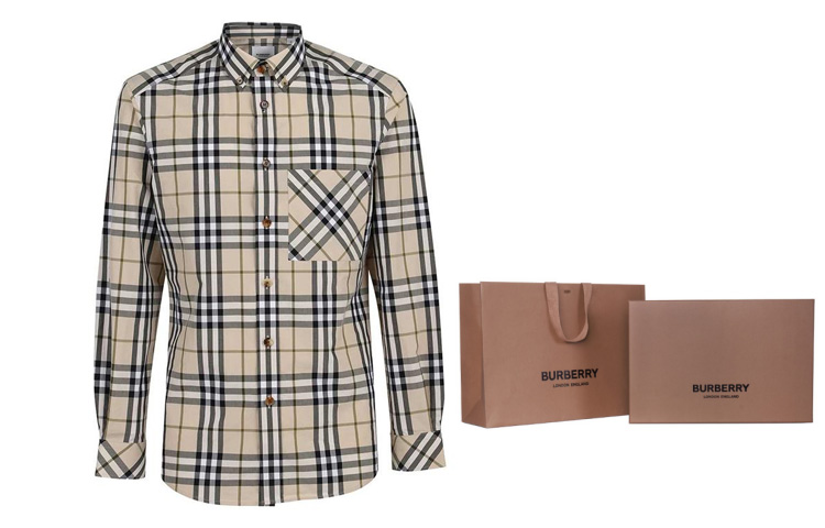 Burberry Checkered Long Sleeve Casual Shirt Brown 80428381 圖 9