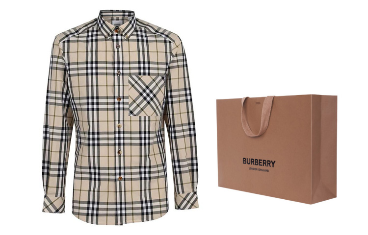 Burberry Checkered Long Sleeve Casual Shirt Brown 80428381 圖 10