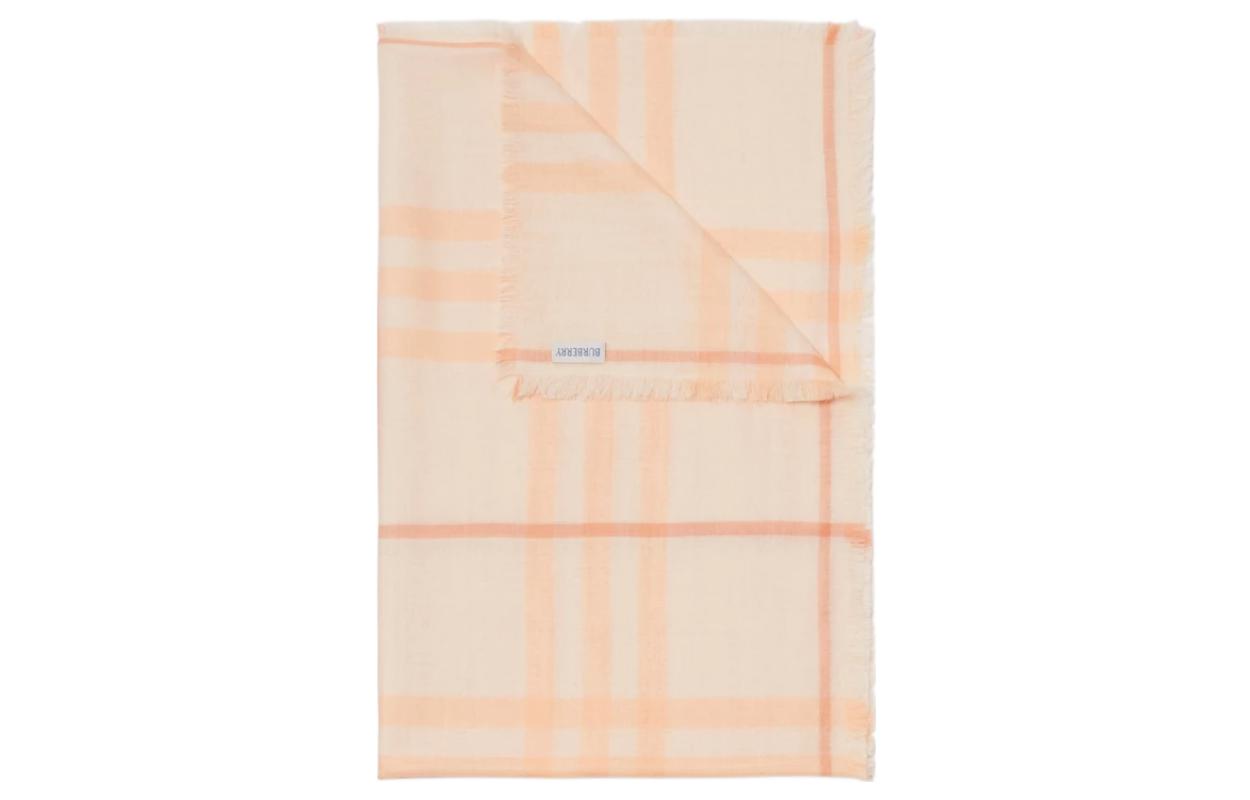 Burberry Checkered Orange Wool Scarf Unisex Couple Style. 80846521 圖 2