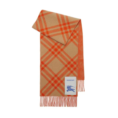 Burberry Checkered Print Cashmere Wool Scarf Universal Beige. 80947281