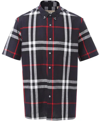 burberry-checkered-short-sleeve-straight-shirt-dark-blue-40154301