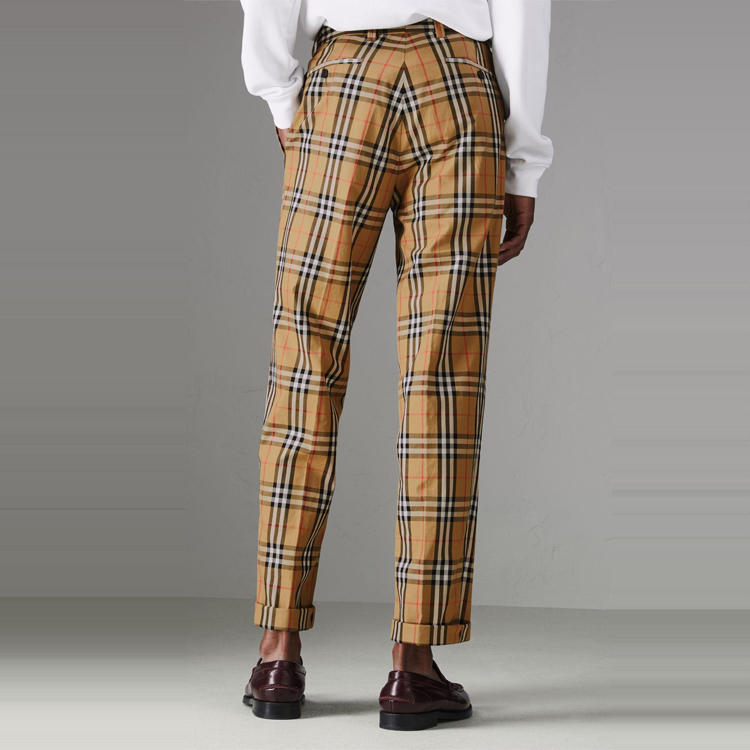 Burberry Checkered Straight-Leg Casual Pants Beige Brown 80014561 圖 5