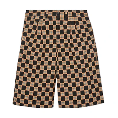 Burberry Checkered Straight Casual Shorts Beige 80292801
