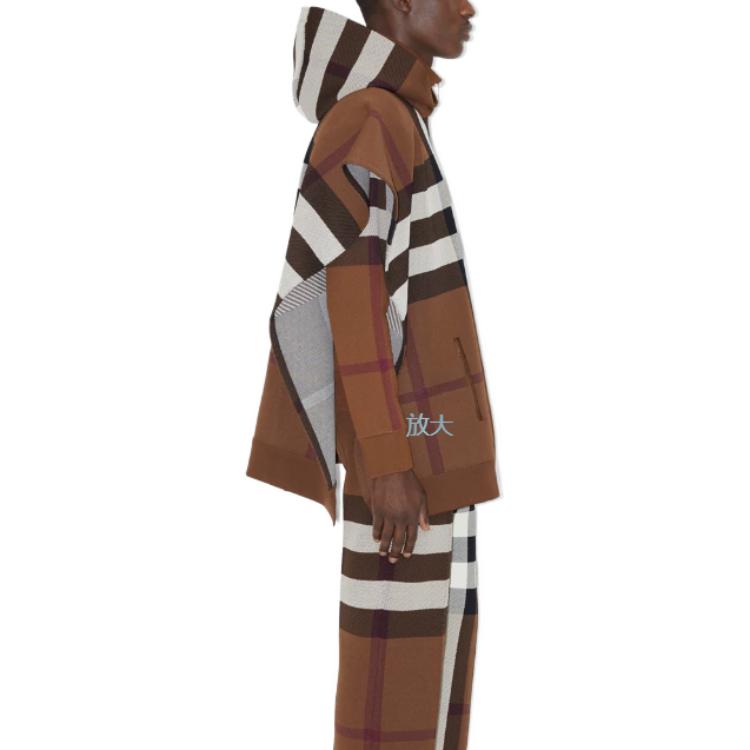 Purchase Burberry 格紋條紋連帽披肩斗篷 男女通用 棕色 80708701
