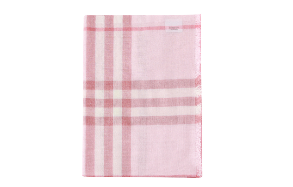 Burberry Checkered Wool Scarf Unisex Couple Style in Pink. 80305121