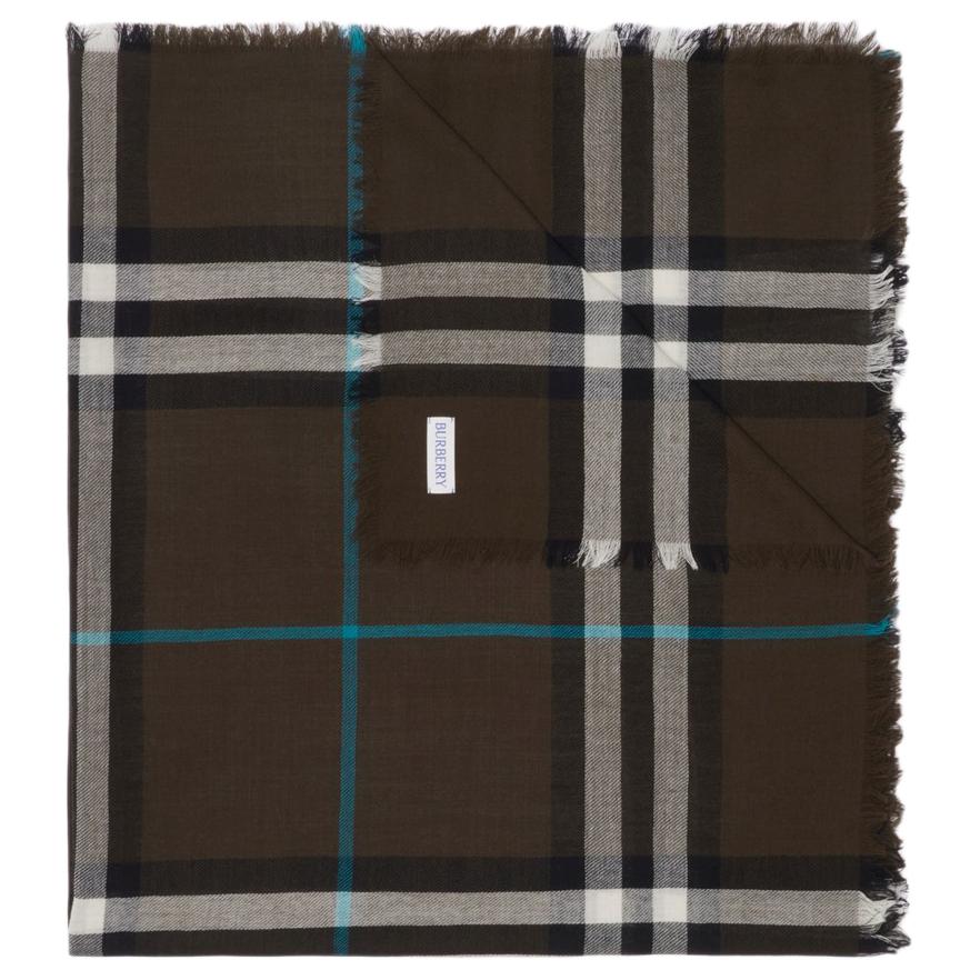 Order Burberry 經典格紋羊毛圍巾 男女情侶款 - 灰色 80907281