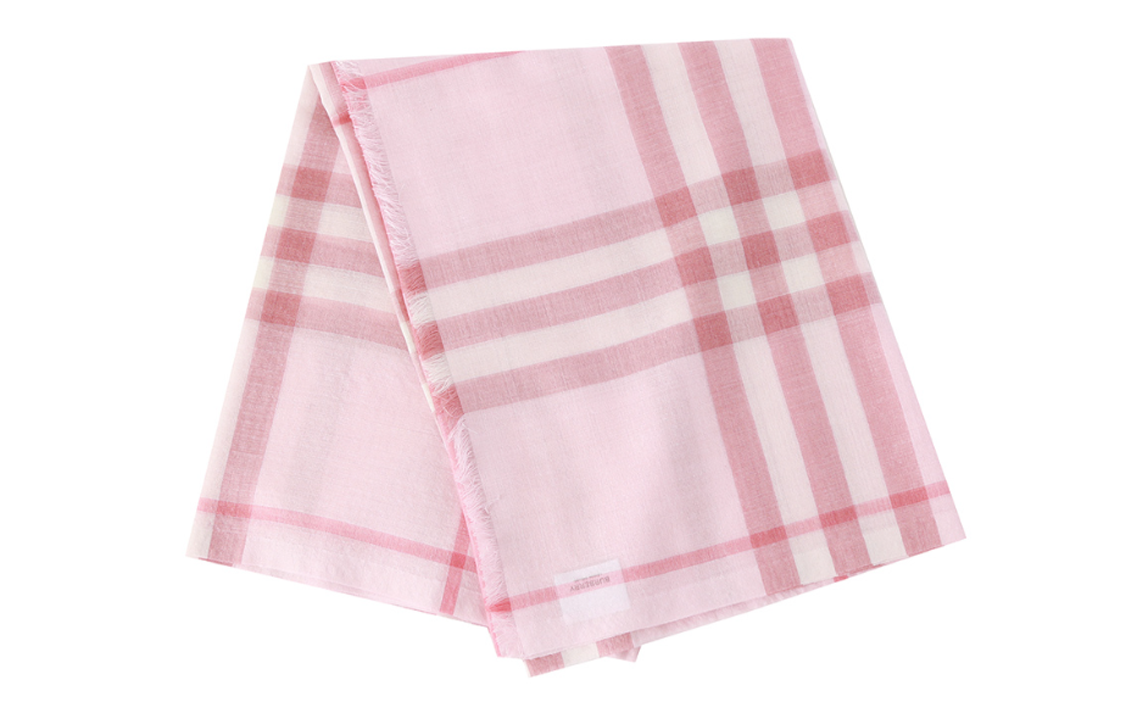 Burberry Checkered Wool Scarf Unisex Couple Style in Pink. 80305121 圖 3