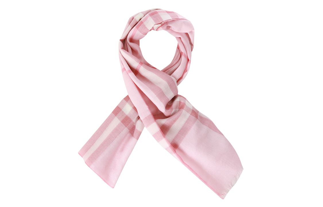 Burberry Checkered Wool Scarf Unisex Couple Style in Pink. 80305121 圖 4