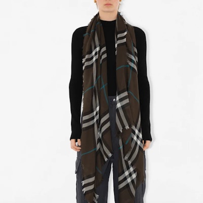 Burberry 經典格紋羊毛圍巾 男女情侶款 - 灰色 80907281 Details for Burberry 經典格紋羊毛圍巾 男女情侶款 - 灰色 80907281