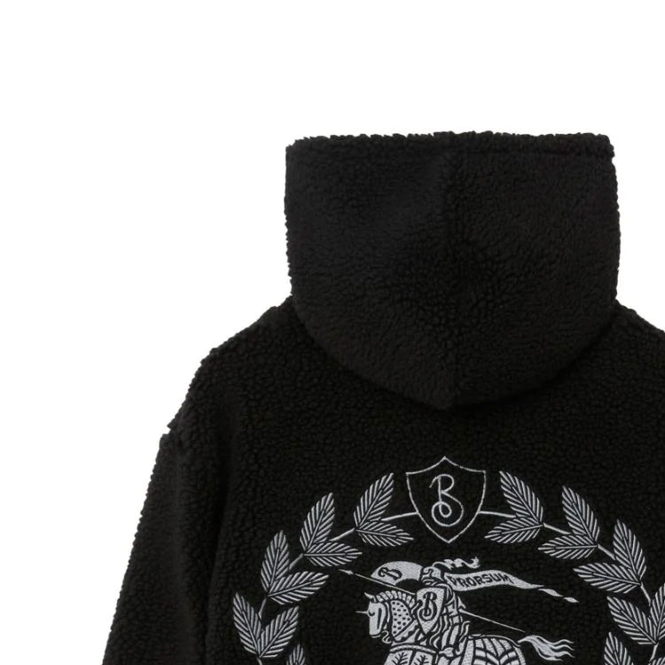 Burberry Children's Black Hoodie FW23 Letter Logo Embroidery Casual Wear 80688031 圖 7