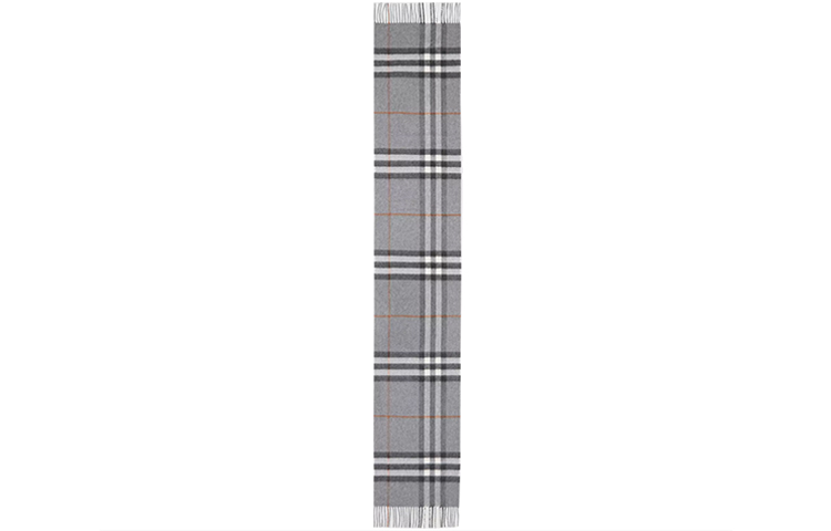 Burberry Classic Check Cashmere Fringe Scarf Unisex Gray 80163951 圖 3