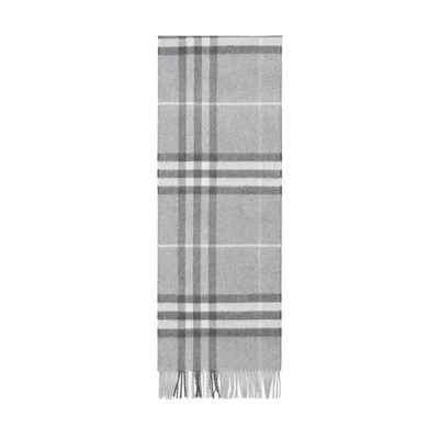 Burberry Classic Check Cashmere Scarf for Unisex Couple, Light Marl Gray 80155321