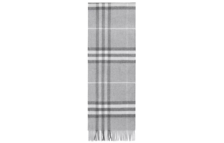 Burberry Classic Check Cashmere Scarf for Unisex Couple, Light Marl Gray 80155321 圖 2