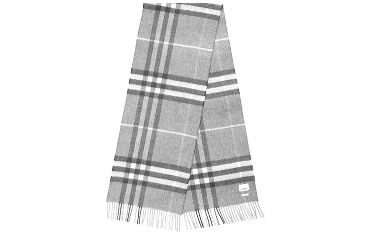 Burberry Classic Check Cashmere Scarf for Unisex Couple, Light Marl Gray 80155321 圖 3