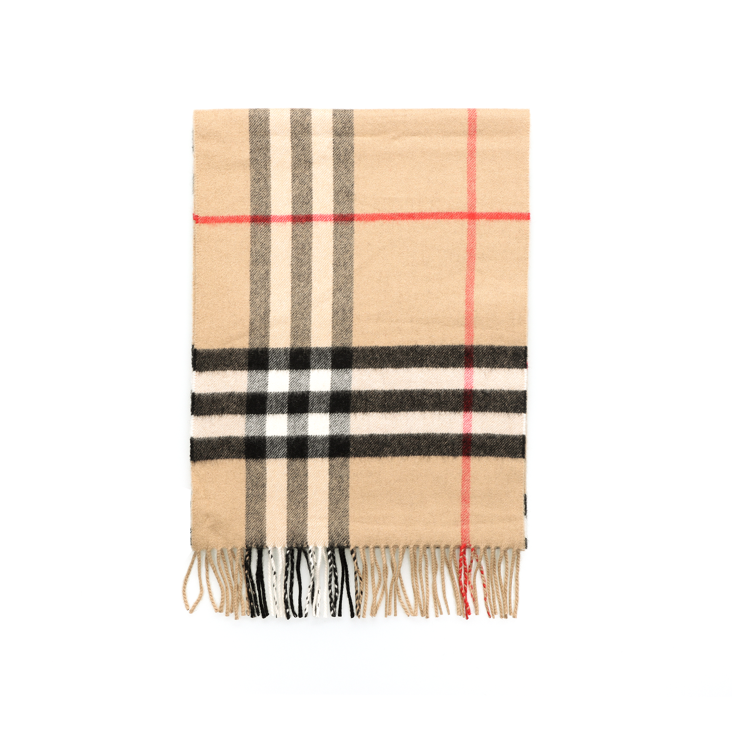 Shop Burberry Classic Check Cashmere Scarf with Tassels Unisex Couple Style 8018173-A7026
