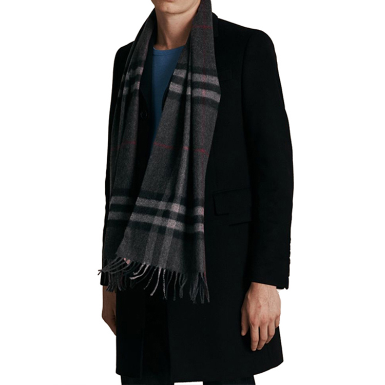 Burberry Classic Check Charcoal Cashmere Scarf Unisex Couples' Edition 39137310260B 圖 3