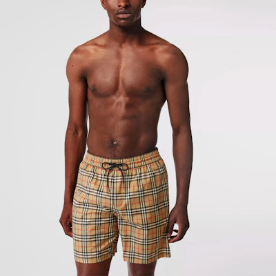Burberry 經典格紋抽繩聚酯纖維短褲(駝色) 80172951 Purchase Burberry 經典格紋抽繩聚酯纖維短褲(駝色) 80172951