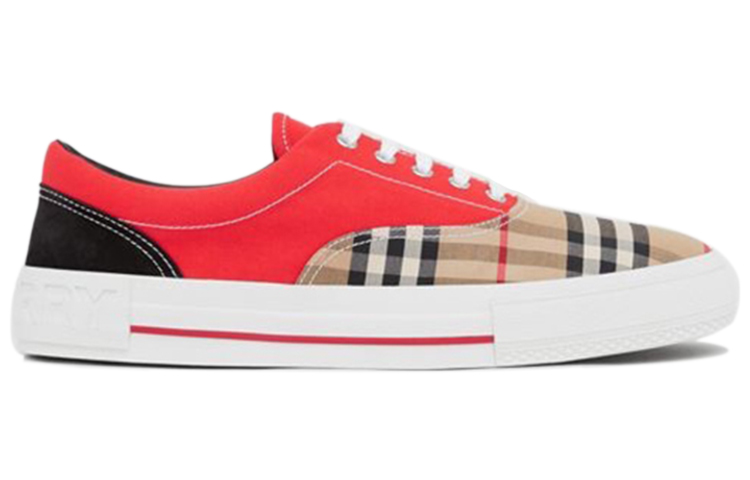 Burberry Classic Check Lace-Up Sneakers 'Khaki Red' 圖 2