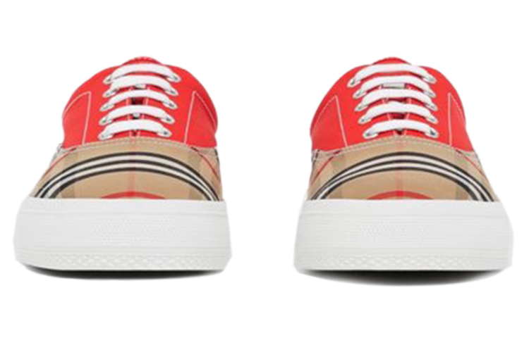 Burberry Classic Check Lace-Up Sneakers 'Khaki Red' 圖 3