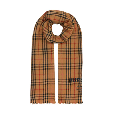 Burberry Classic Check Logo Wool Scarf Unisex Couples Style 8009159