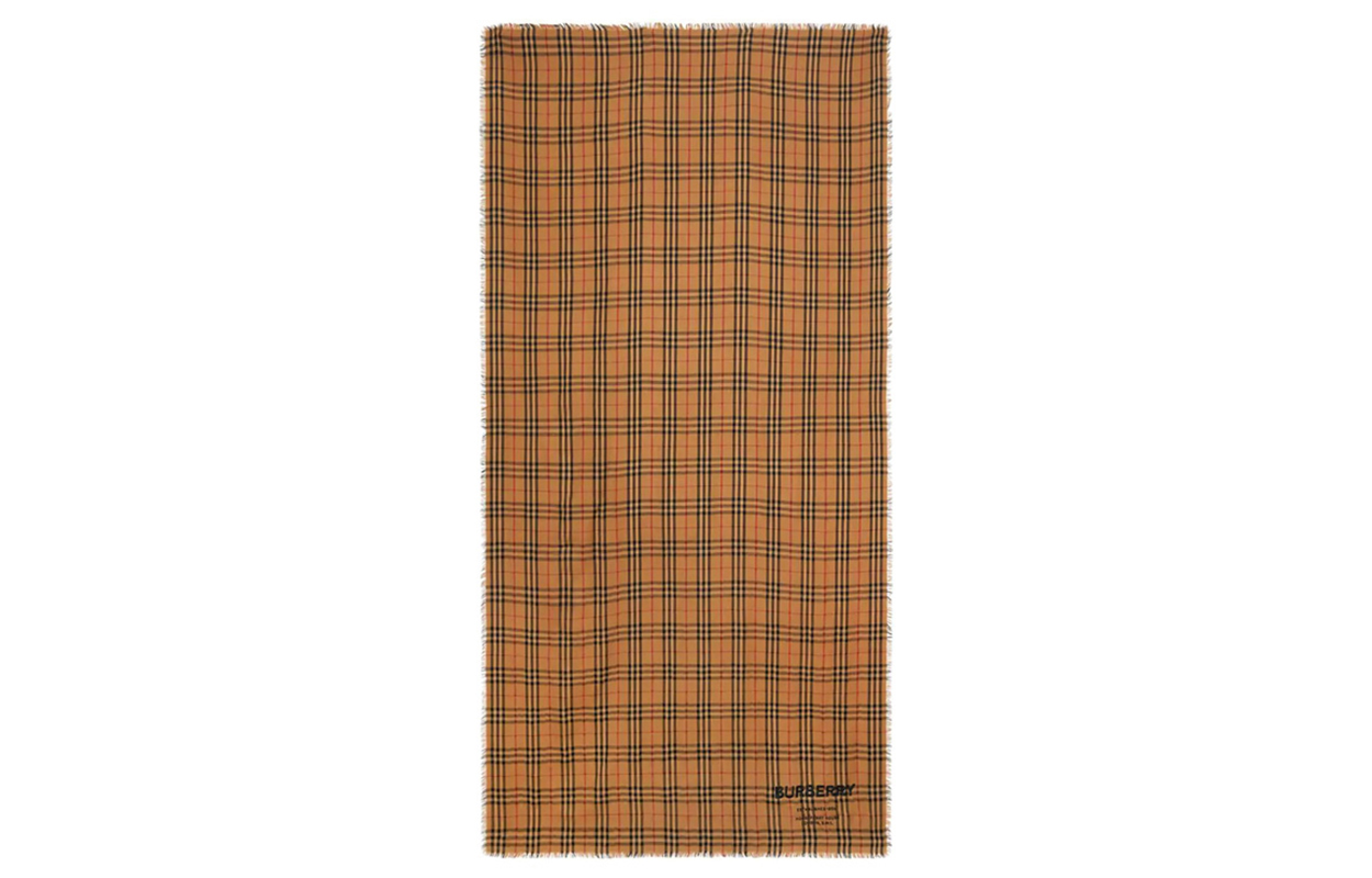 Burberry Classic Check Logo Wool Scarf Unisex Couples Style 8009159 圖 3