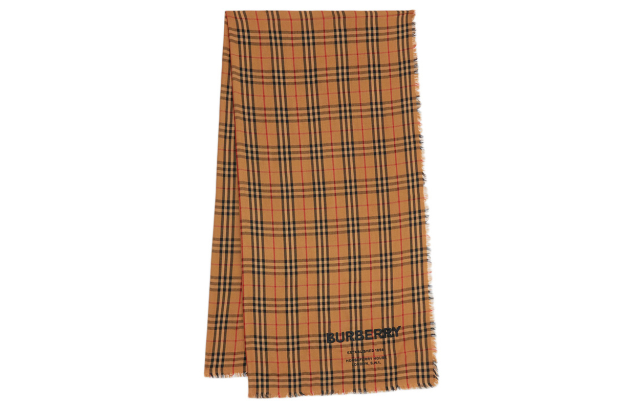 Burberry Classic Check Logo Wool Scarf Unisex Couples Style 8009159 圖 4