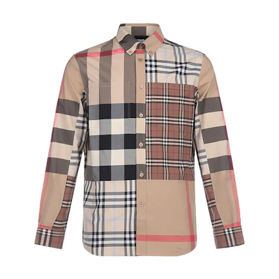 Burberry Classic Check Loose Fit Cotton Shirt for Men in Light Almond 80386381